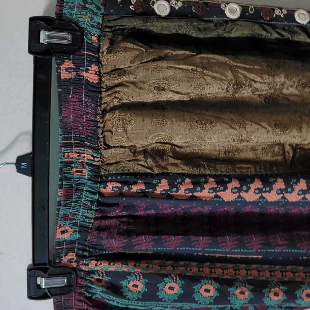 Vintage Tienda Ho Cropped Pants Boho Hippie Rayon Glass Buttons S/M Free Size - Picture 3 of 11